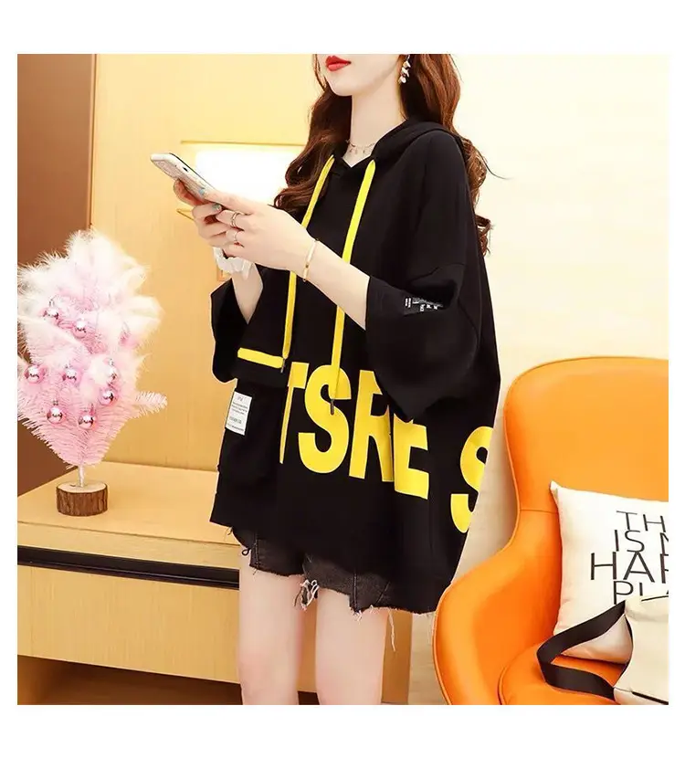 Women Korean Hooded Short Sleeve T-Shirt White Large — feature 8