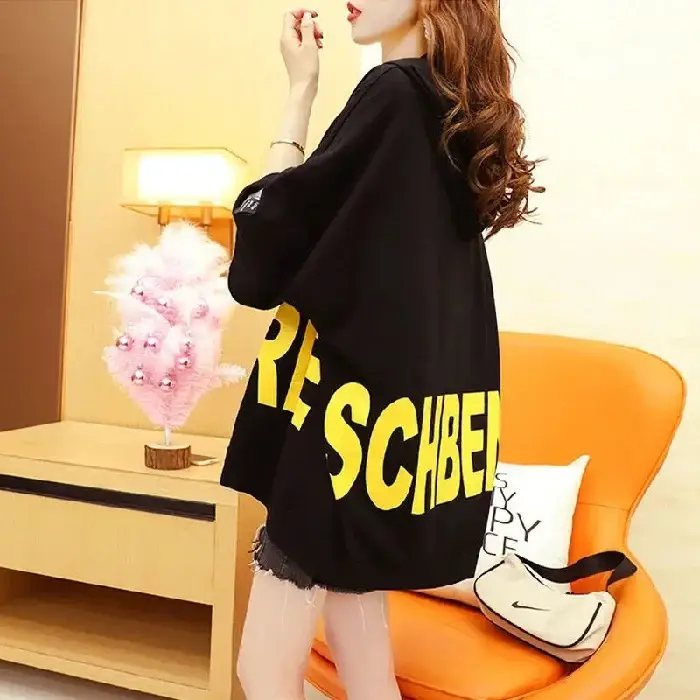 Women Korean Hooded Short Sleeve T-Shirt White Large - Image 3
