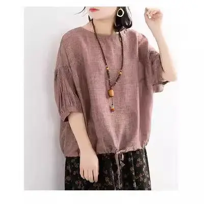 Women's 2022 Green Bat Shirt Drawstring Round Neck T-Shirt Large - Image 9