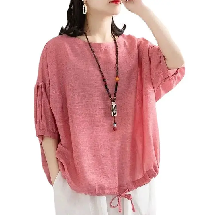 Women's 2022 Green Bat Shirt Drawstring Round Neck T-Shirt Large - Image 10