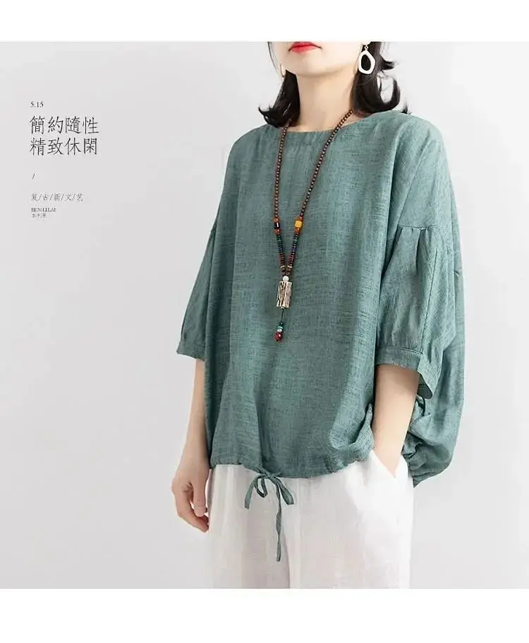 Women's 2022 Green Bat Shirt Drawstring Round Neck T-Shirt Large — feature 20