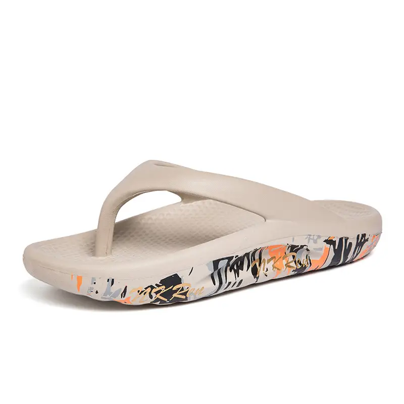 Men's Black Graphic Flip Flops Large Size