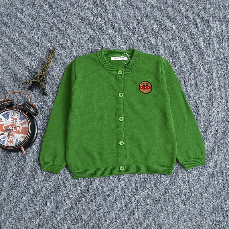Green Cotton Cardigan for Boys Girls Small Medium