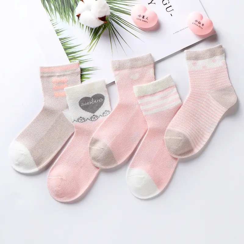 Xuwei Socks Pink Beige Medium Short Socks