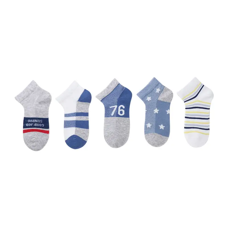 Xuwei Boys Summer Mesh Socks 6 Pcs Blue Striped - Image 6