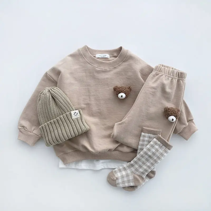 Korean Style Baby Sweatpants Set Purple Spring Autumn - Image 4
