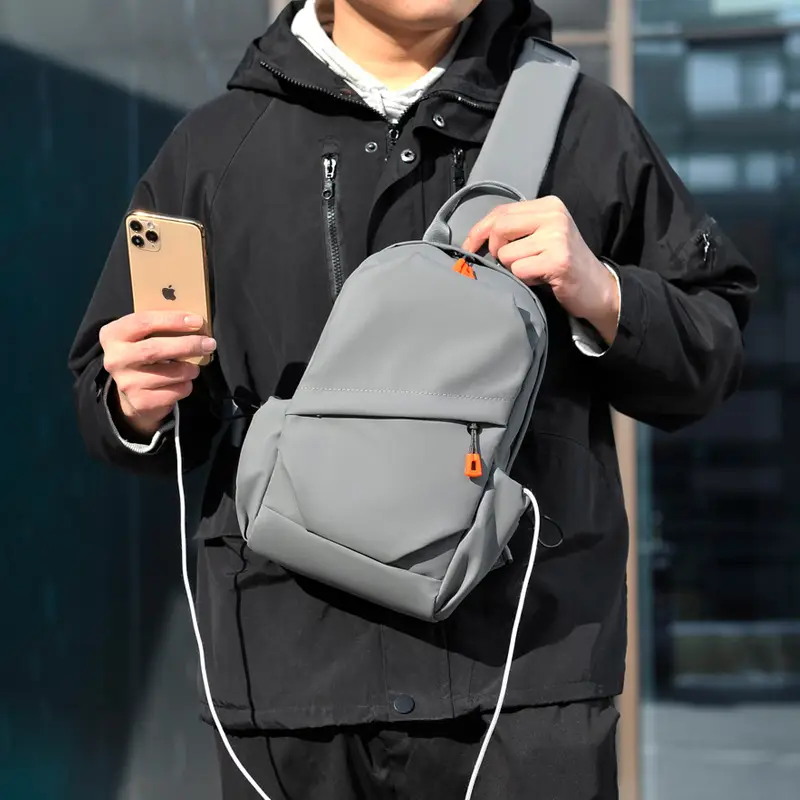 Men's Grey Crossbody Bag Summer Casual Fashion - Image 2