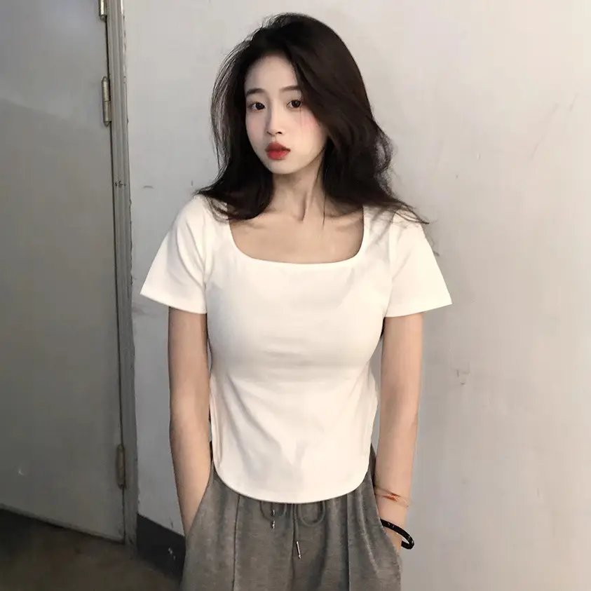 Women Slim Fit Short Sleeve T-Shirt Pink - Image 6