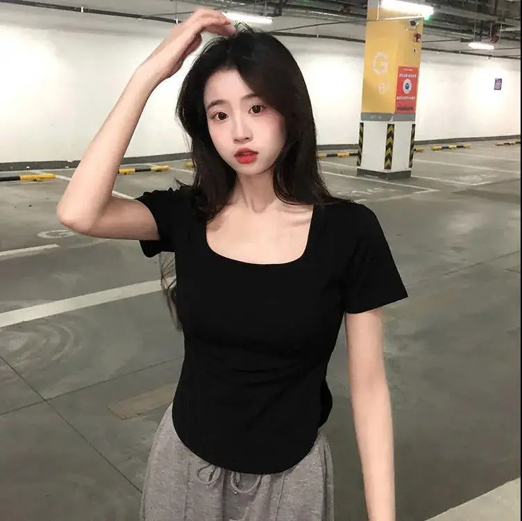 Women Slim Fit Short Sleeve T-Shirt Pink - Image 8