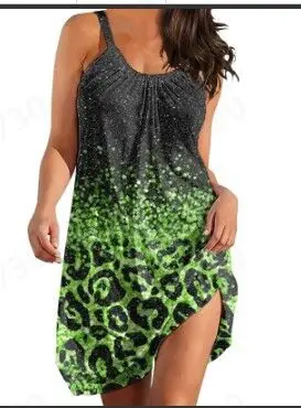 2022 Summer Printed Floral Sling Dress Blue - Image 17