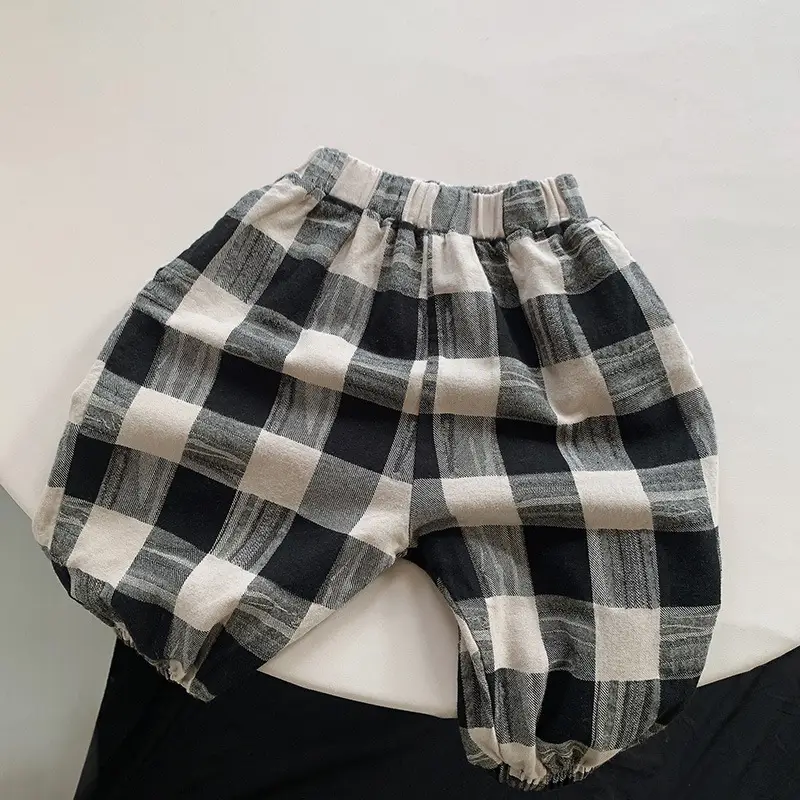 Children's Plaid Cotton Pants 2026 Spring Autumn New Style