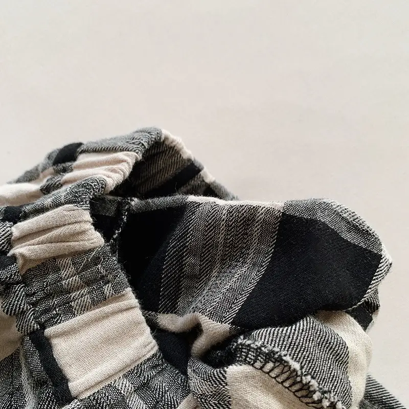 Children's Plaid Cotton Pants 2026 Spring Autumn New Style