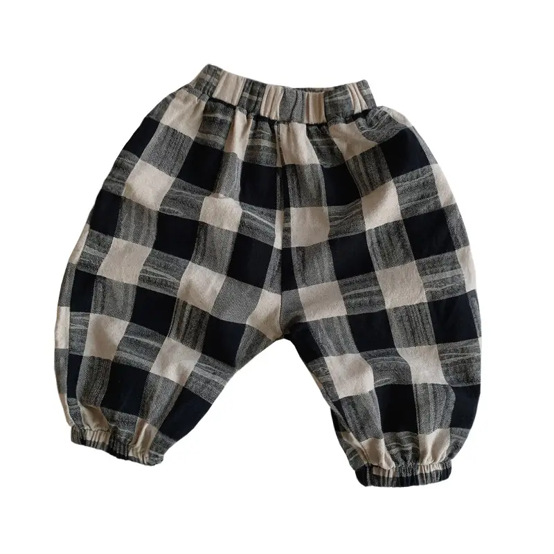 Children's Plaid Cotton Pants 2026 Spring Autumn New Style