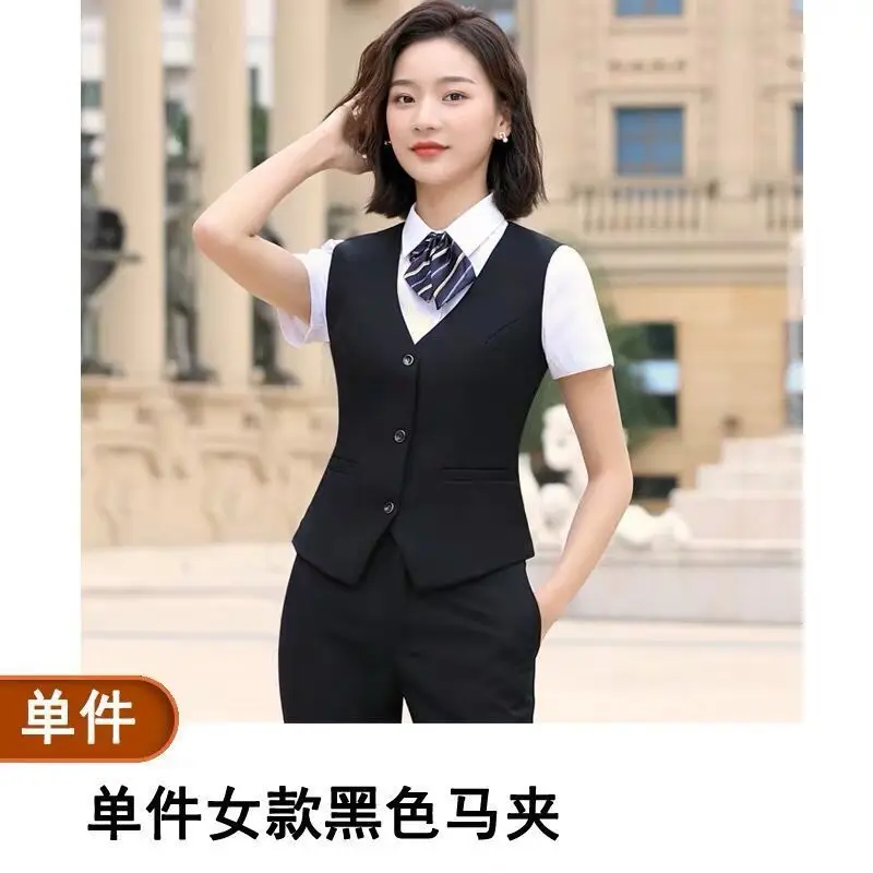 Women's Black Button Front Vest for Office Wear