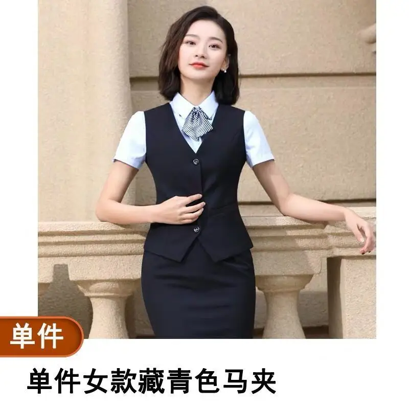 Women's Black Button Front Vest for Office Wear