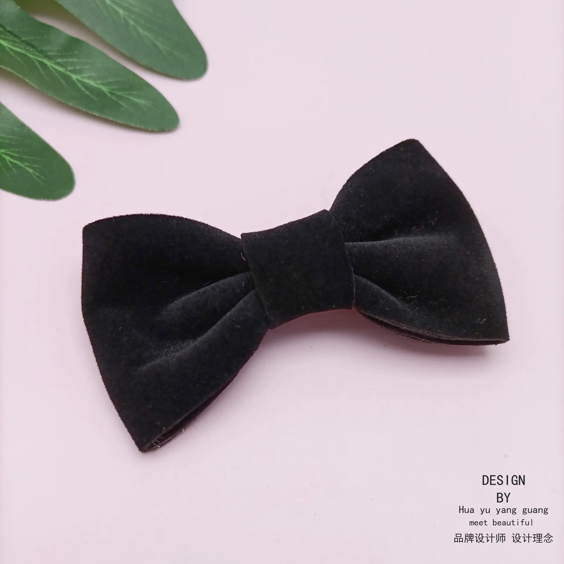 Black Velvet Bow with Heart Crystal Clip for Women - Image 10