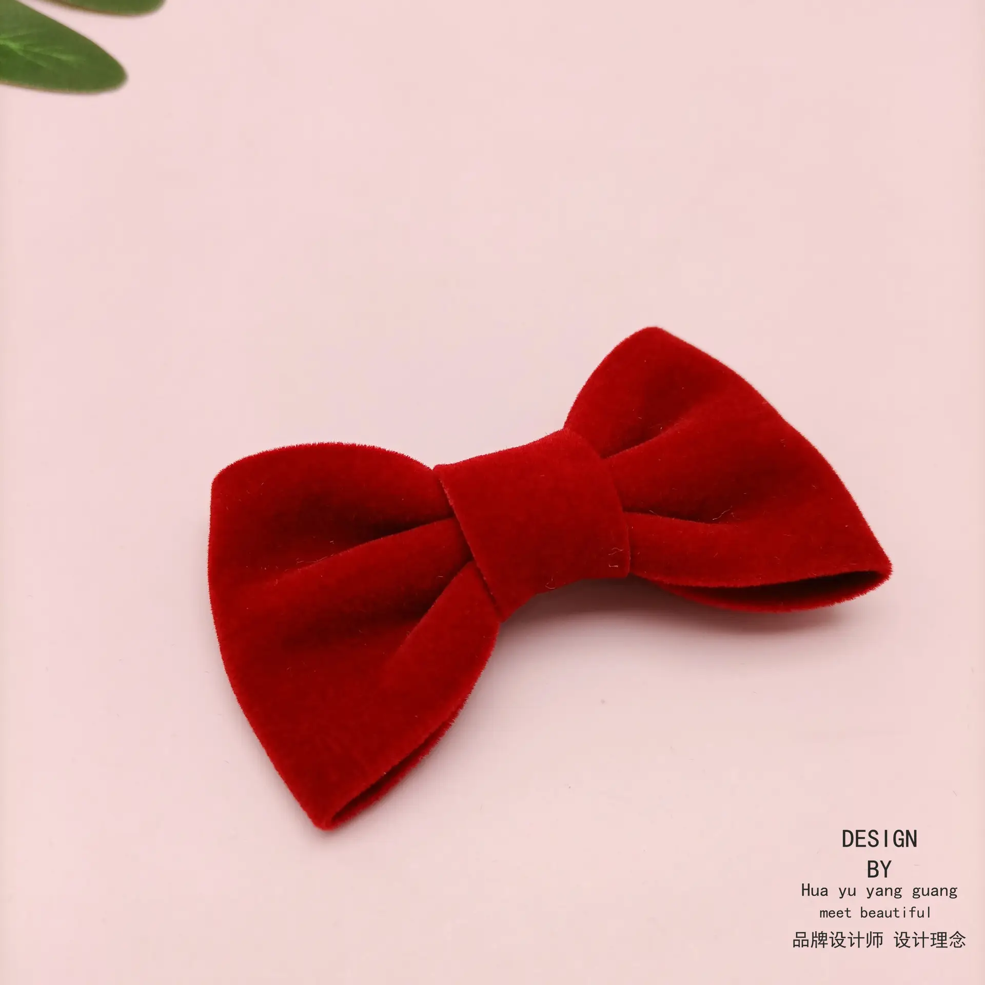Black Velvet Bow with Heart Crystal Clip for Women - Image 12