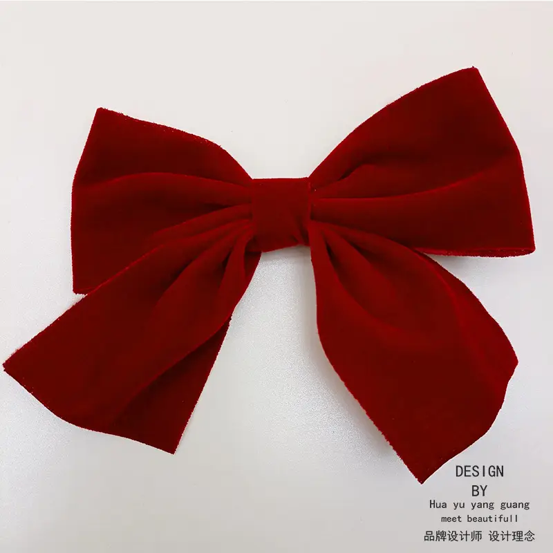 Black Velvet Bow with Heart Crystal Clip for Women - Image 9