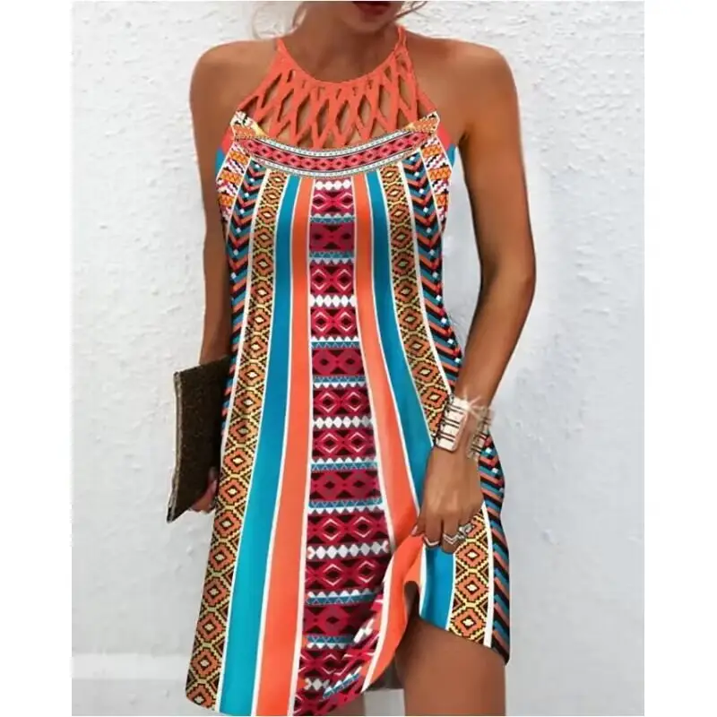 Blue Mesh Ethnic Dress for Women Summer Casual - Image 16