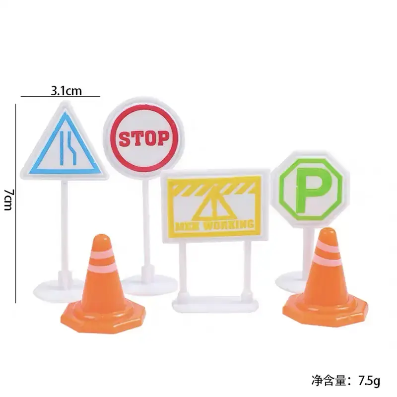 Cake Decoration Excavator Ornaments Birthday Baking Excavator Engineering Vehicle Decoration Traffic Guide Sign Ornaments Plug-In
