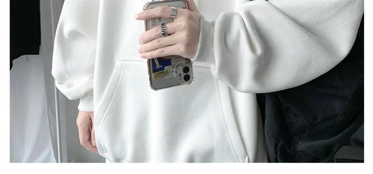 Men Winter Hoodie White Wings Print Fleece Lined — feature 15