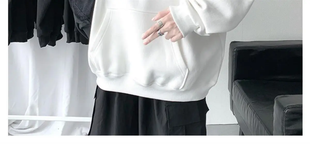 Men Winter Hoodie White Wings Print Fleece Lined — feature 5