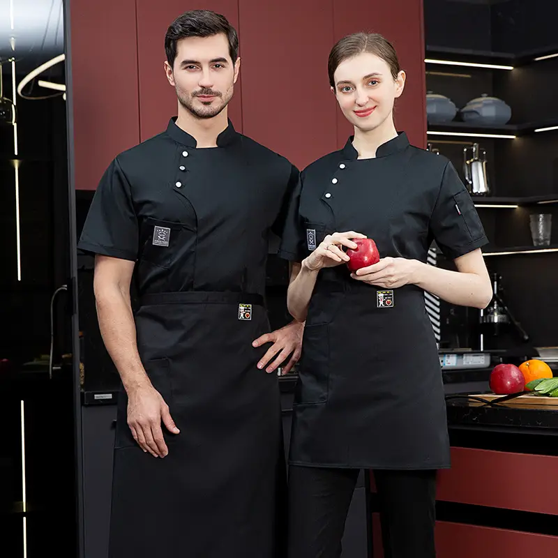 Men Black Short Sleeve Button Down Shirt - Image 6