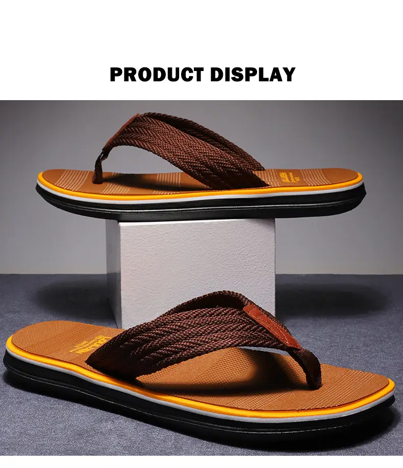 Men's 2026 Flip Flops Brown Non-Slip Summer Sandals — feature 10