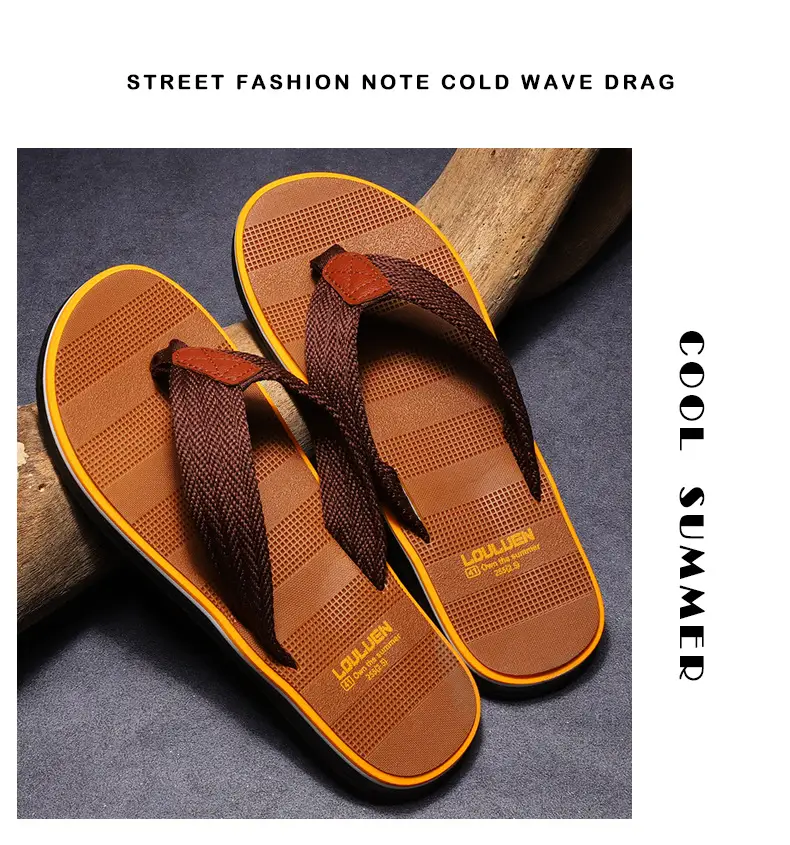 Men's 2026 Flip Flops Brown Non-Slip Summer Sandals — feature 11