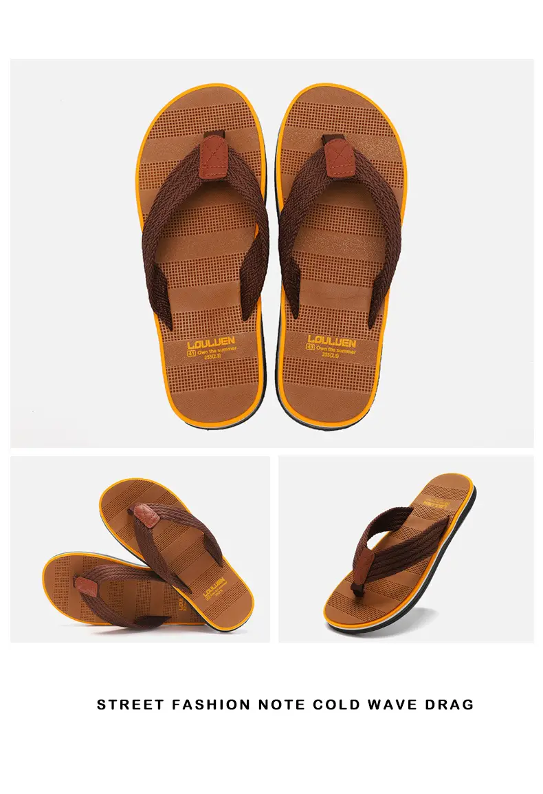 Men's 2026 Flip Flops Brown Non-Slip Summer Sandals — feature 19