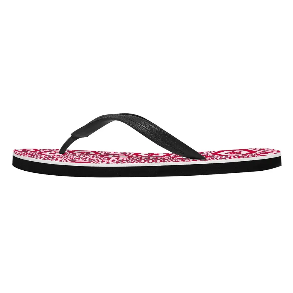 Pink Floral Herringbone Flip Flops for Summer Beach Wear
