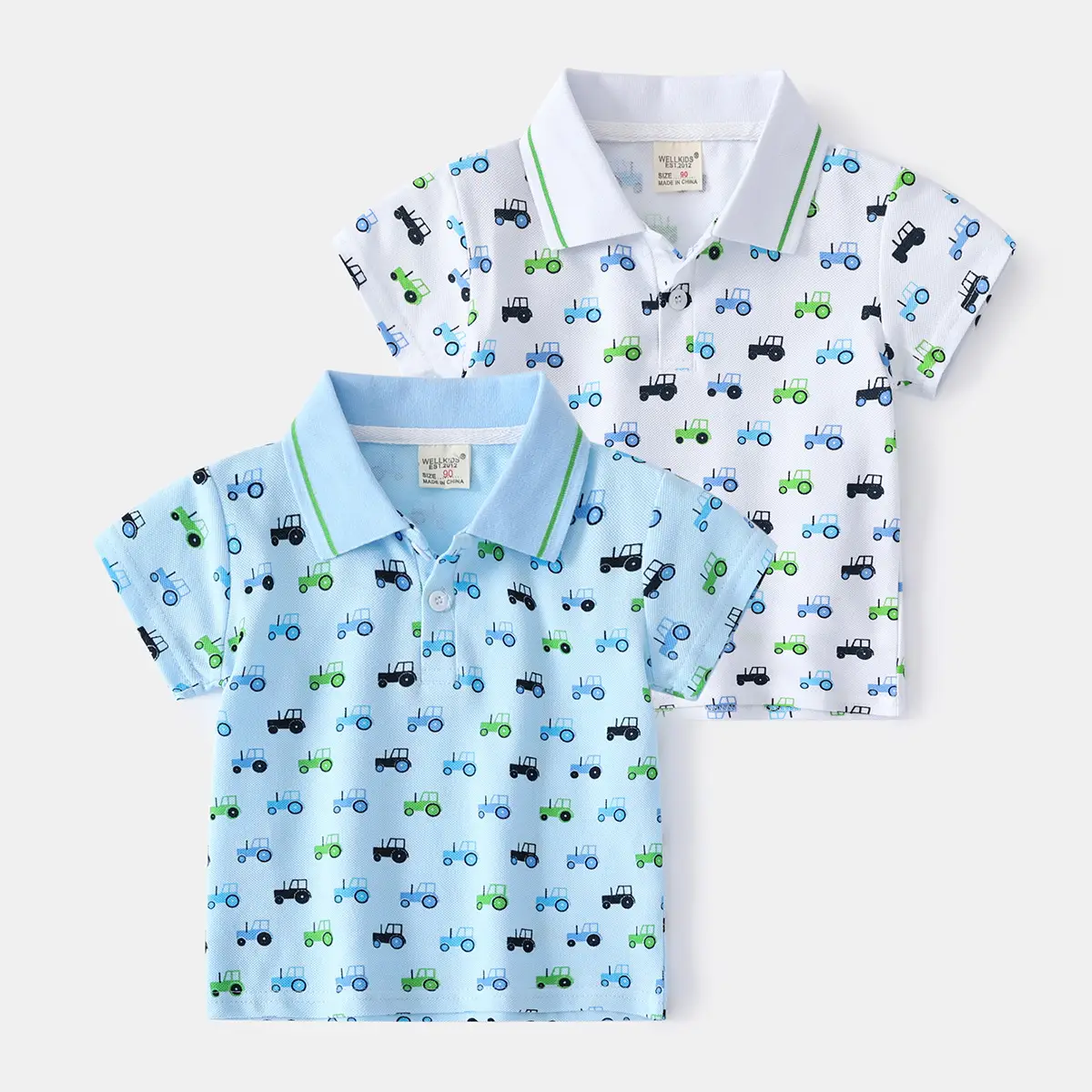 2023 Boys Cartoon Polo T-Shirt Blue Medium - Image 3