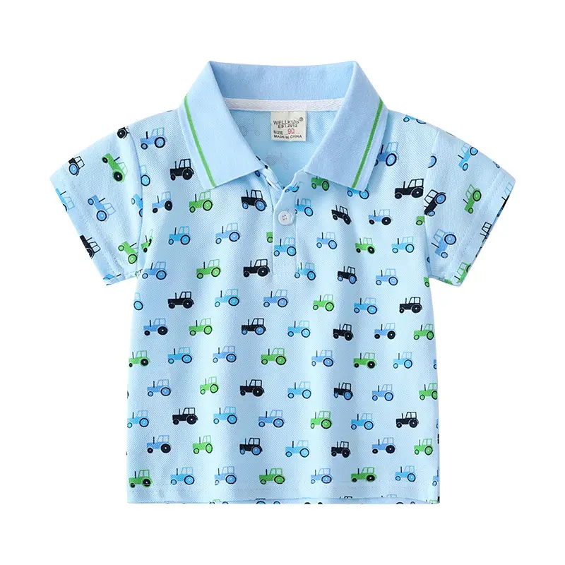 2023 Boys Cartoon Polo T-Shirt Blue Medium - Image 6