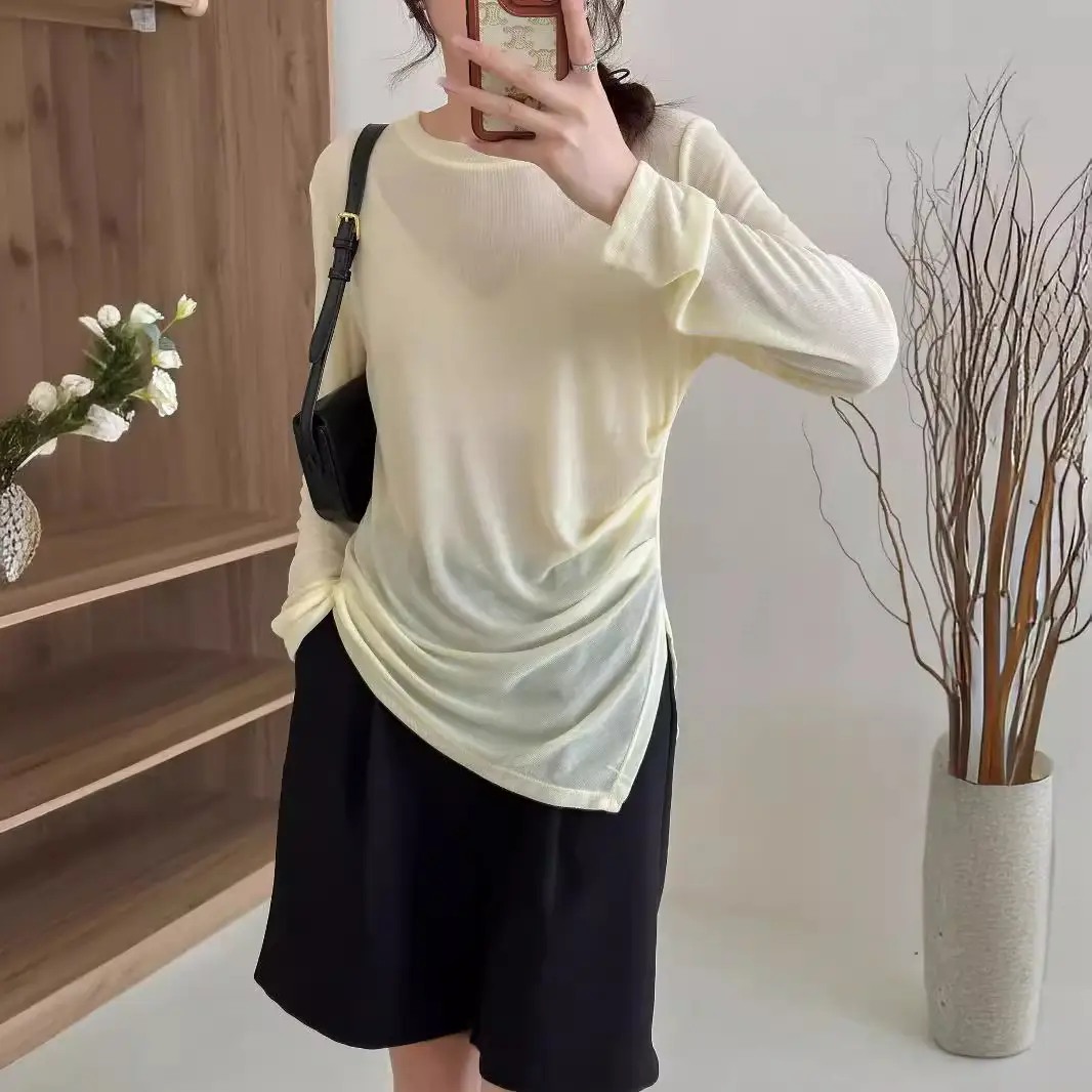 Women Light Green Loose Fit Sun Protection Shirt