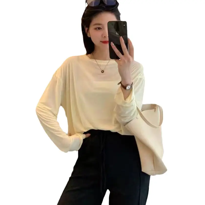 Women Light Green Loose Fit Sun Protection Shirt