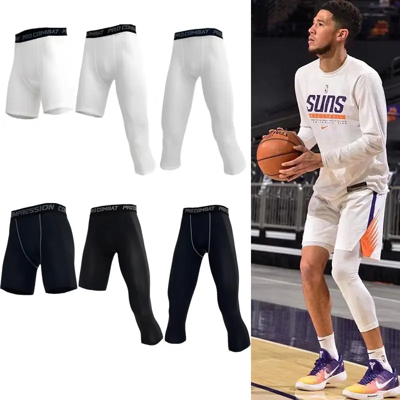 Men's Pro Combat Tight Running Shorts Black White - Image 14