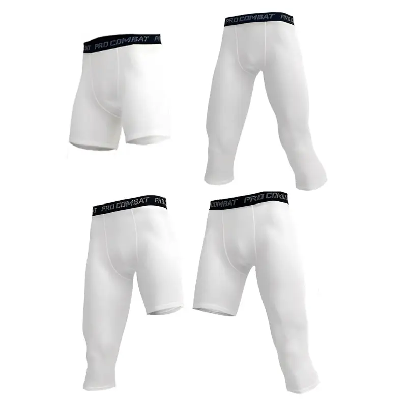 Men's Pro Combat Tight Running Shorts Black White - Image 16