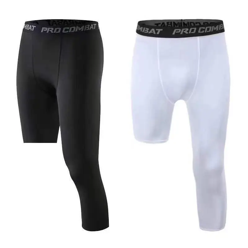 Men's Pro Combat Tight Running Shorts Black White - Image 17