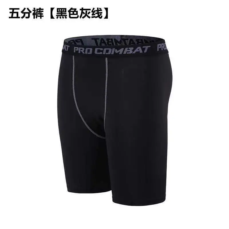 Men's Pro Combat Tight Running Shorts Black White - Image 2