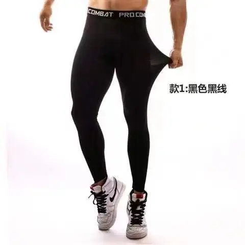 Men's Pro Combat Tight Running Shorts Black White - Image 9