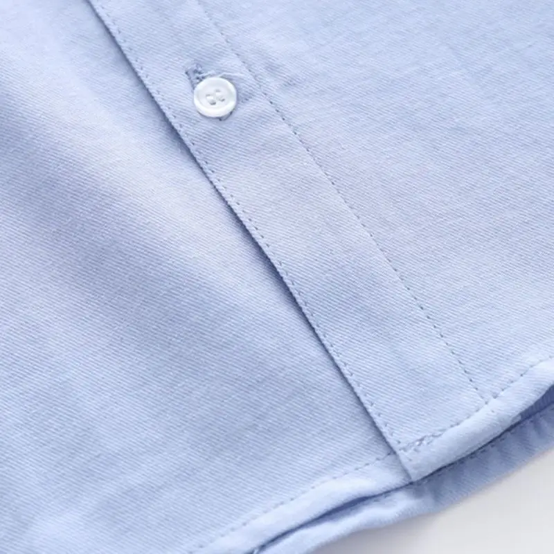 Blue Cotton Long Sleeve Shirt for Kids 2025 Spring Fall - Image 4