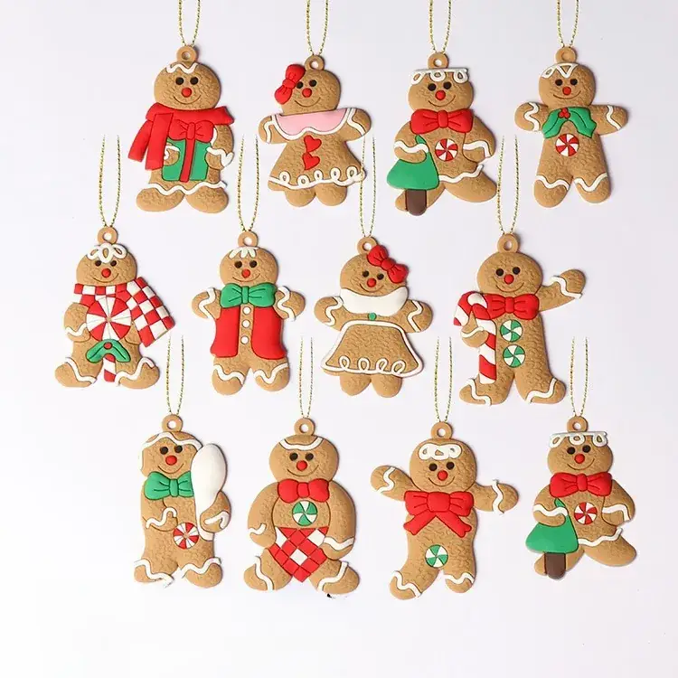 Gingerbread Man Christmas Pendants Set of 12