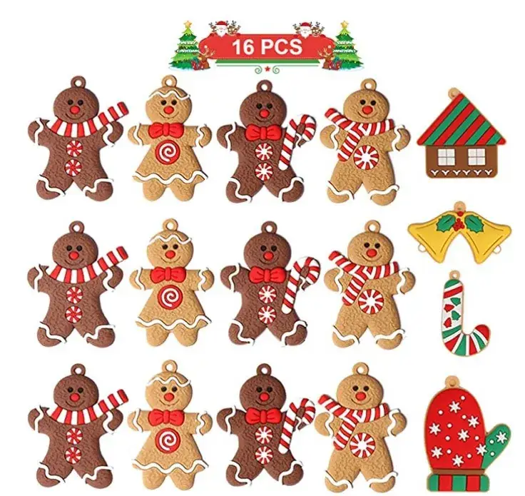Gingerbread Man Christmas Pendants Set of 12
