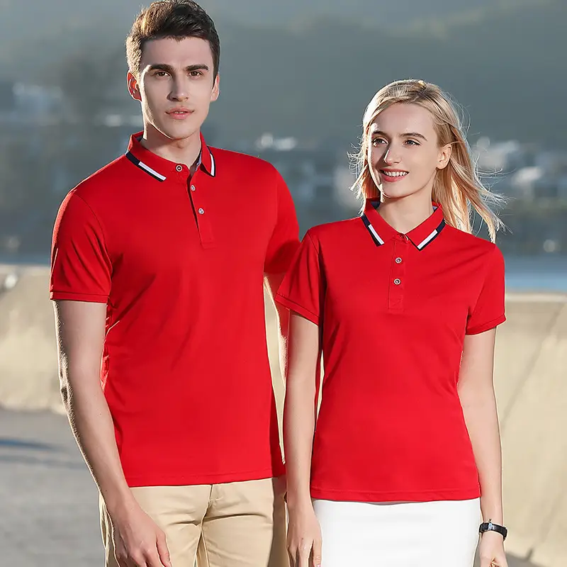 Men Black Polo Shirt with Red Blue Trim
