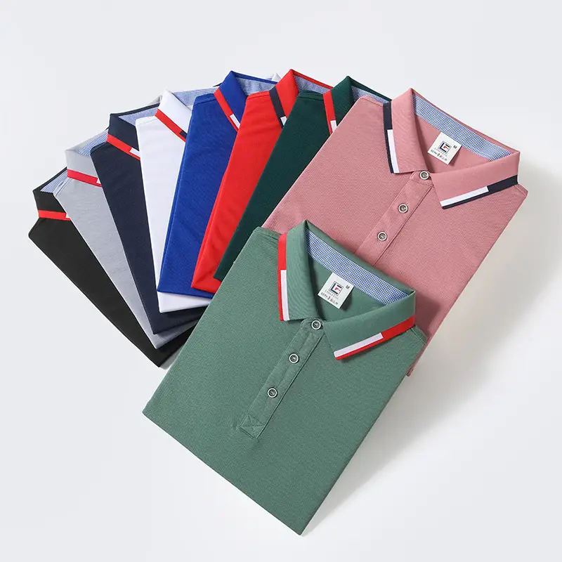 Men Black Polo Shirt with Red Blue Trim