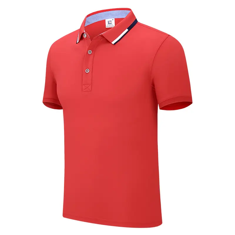 Men Black Polo Shirt with Red Blue Trim