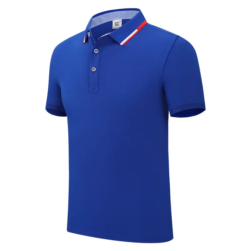 Men Black Polo Shirt with Red Blue Trim