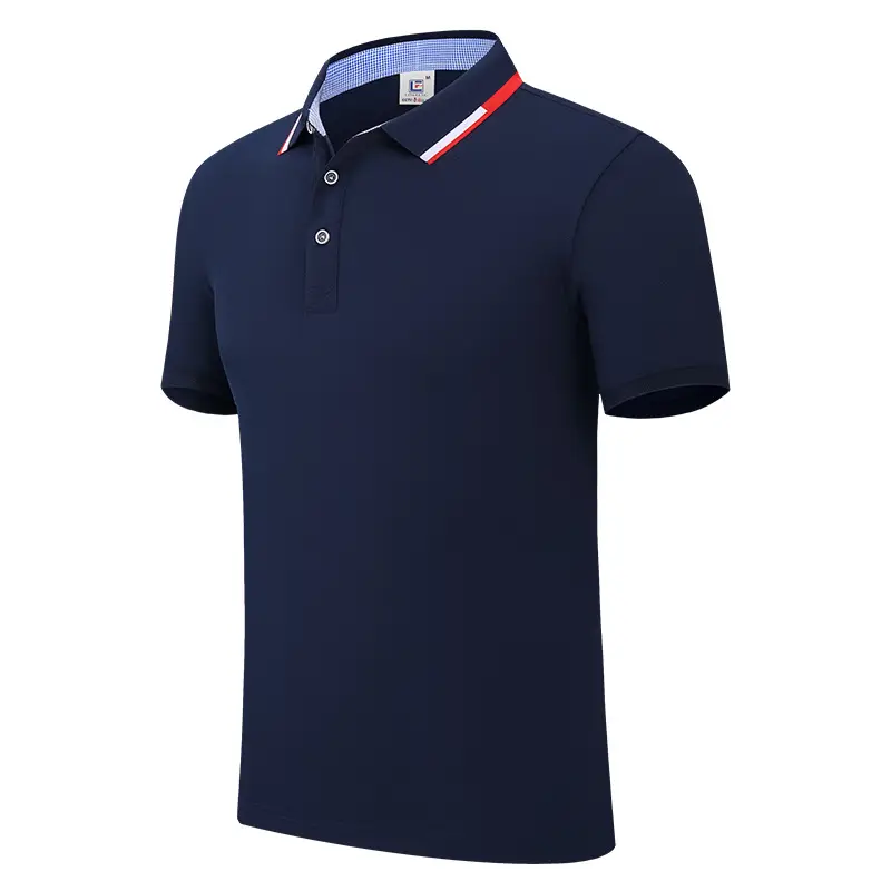 Men Black Polo Shirt with Red Blue Trim