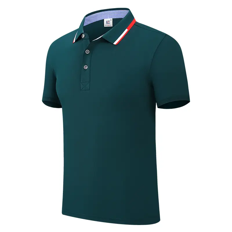 Men Black Polo Shirt with Red Blue Trim