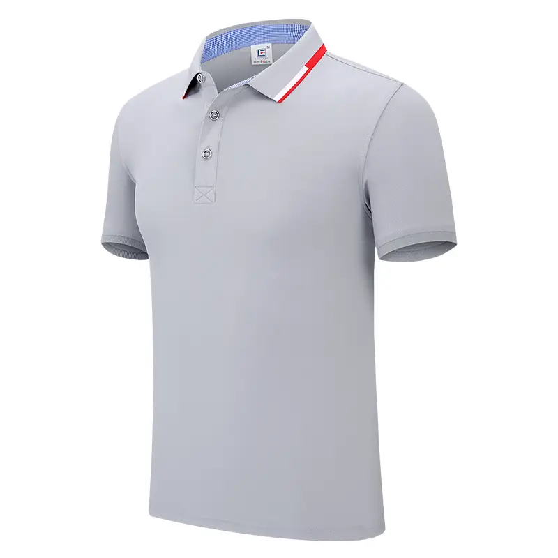 Men Black Polo Shirt with Red Blue Trim